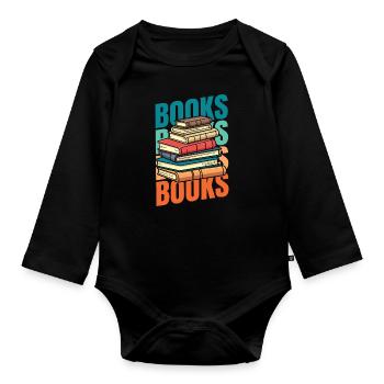 Book Bookworm Bookworm - Organic Longsleeve Baby Bodysuit - black - Front