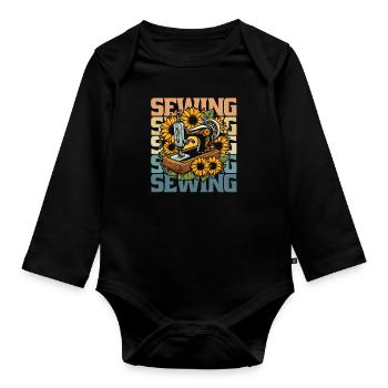 Sewing Sewing Machine - Organic Longsleeve Baby Bodysuit - black - Front