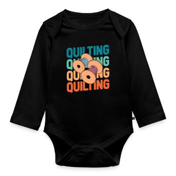 Quilting - Organic Longsleeve Baby Bodysuit - black - Front