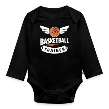 Basketballtrainer - Baby Bio-Langarm-Body - Schwarz - Vorne