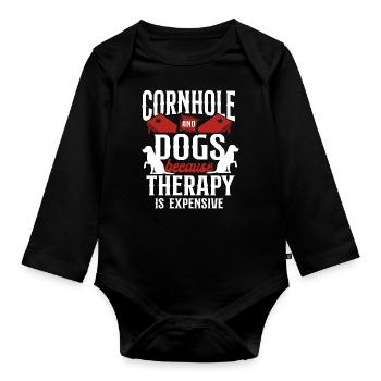 Cornhole Team Bean Bag Player - Baby Bio-Langarm-Body - Schwarz - Vorne