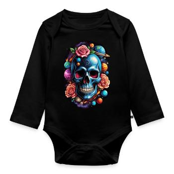 Weltraumplaneten Schädel - Baby Bio-Langarm-Body - Schwarz - Vorne