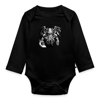 Cthulhu No Lives Matter Horror Monster T-Shirt - Baby Bio-Langarm-Body - Schwarz - Vorne