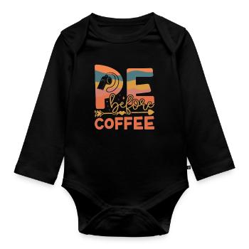 Instructeur d’éducation physique Avant d’être un amateur de café - Body Bébé bio manches longues - noir - Devant
