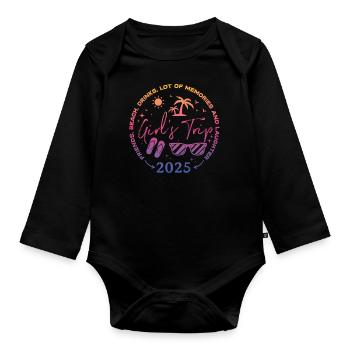 Friends Beach Laughing Girls Trip 2025 - Organic Longsleeve Baby Bodysuit - black - Front