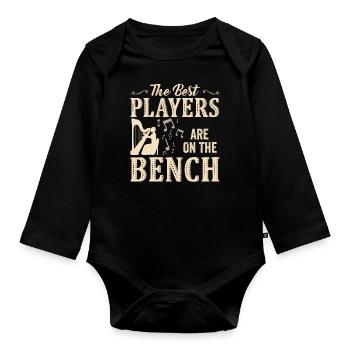 Die Besten Spieler Sitzen Auf Der Bank Harfe - Baby Bio-Langarm-Body - Schwarz - Vorne