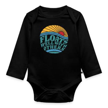 Summer River Floats Well With Others Float Trip - Organic Longsleeve Baby Bodysuit - black - Front
