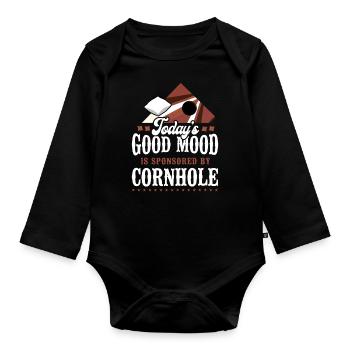 Cornhole Team Bean Bag Player - Baby Bio-Langarm-Body - Schwarz - Vorne