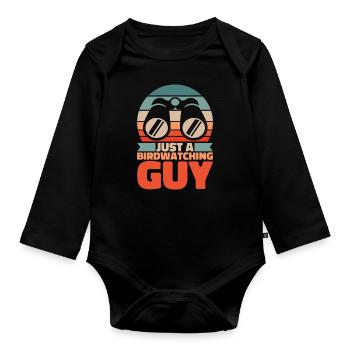 Birdwatcher Just A Birdwatching Guy - Organic Longsleeve Baby Bodysuit - black - Front