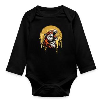 Tiger Moon Howling - Organic Longsleeve Baby Bodysuit - black - Front