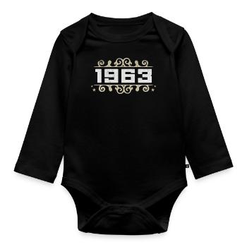 Jahrgang 1963 Retro Geburtstag 1963 Vintage 1963 - Baby Bio-Langarm-Body - Schwarz - Vorne