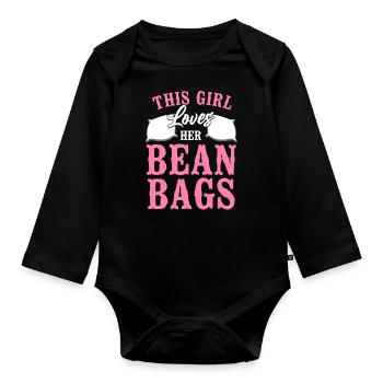 Joueur de sac de haricots de l’équipe Cornhole - Body Bébé bio manches longues - noir - Devant