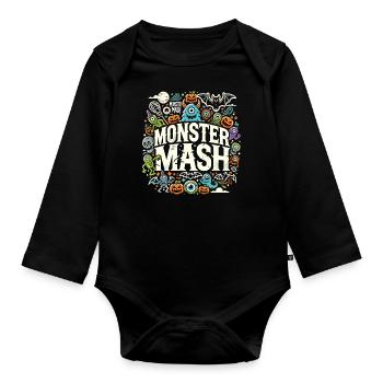 "Monster Mash" Halloween für Kider und Erwachsene - Baby Bio-Langarm-Body - Schwarz - Vorne