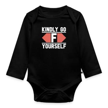 Black Humor Funny Go F Yourself - Organic Longsleeve Baby Bodysuit - black - Front