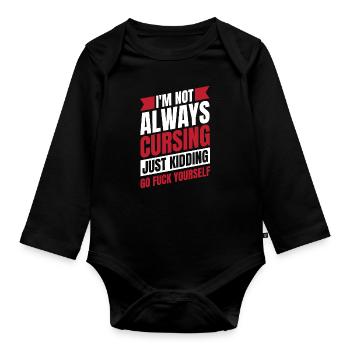 Black Humor Funny Go F Yourself - Organic Longsleeve Baby Bodysuit - black - Front