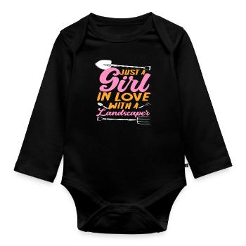 Landschaftsgärtnerin Mädchen - Baby Bio-Langarm-Body - Schwarz - Vorne