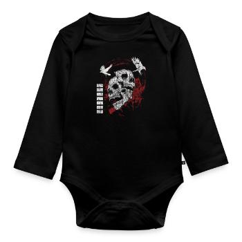 Tattoo Cool Raven Trash - Organic Longsleeve Baby Bodysuit - black - Front