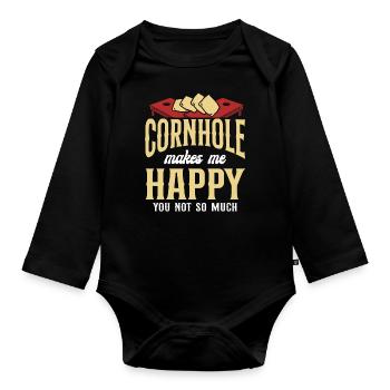 Cornhole Team Bean Bag Player - Baby Bio-Langarm-Body - Schwarz - Vorne