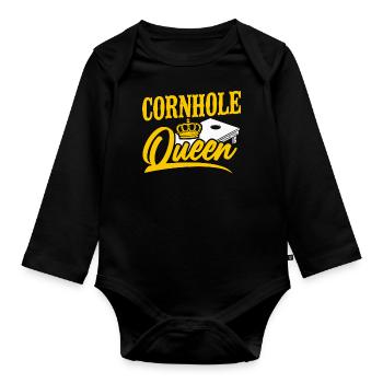Cornhole Team Bean Bag Player - Baby Bio-Langarm-Body - Schwarz - Vorne