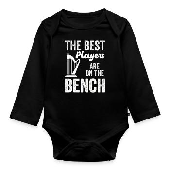 Die Besten Spieler Sitzen Auf Der Bank Harfe - Baby Bio-Langarm-Body - Schwarz - Vorne