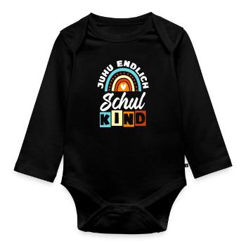 Inscription à l’école Enfant scolarisé 2024 Jeunes filles - Body Bébé bio manches longues - noir - Devant