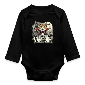 Vampire Cat Halloween T-Shirt - Organic Longsleeve Baby Bodysuit - black - Front
