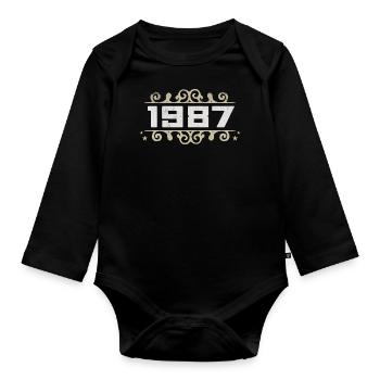Millésime 1987 Rétro Anniversaire 1987 Millésime 1987 - Body Bébé bio manches longues - noir - Devant