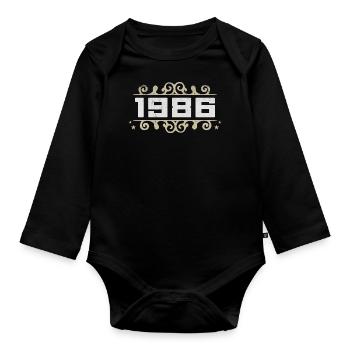 Millésime 1986 Rétro Anniversaire 1986 Millésime 1986 - Body Bébé bio manches longues - noir - Devant
