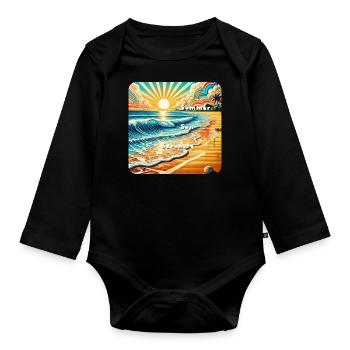 sunset beach - Organic Longsleeve Baby Bodysuit - black - Front