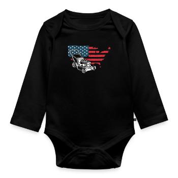 USA Flagge Amerika Landschaftsgärtner - Baby Bio-Langarm-Body - Schwarz - Vorne