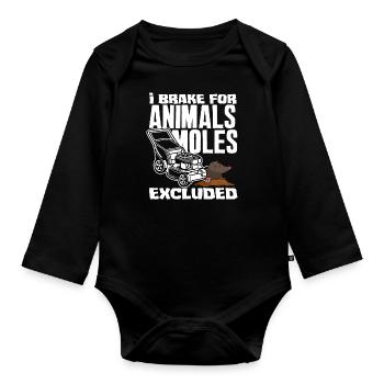 Landscaper Lawn Mowing Mole - Organic Longsleeve Baby Bodysuit - black - Front