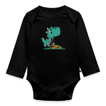 Landscape Gardener Dino - Organic Longsleeve Baby Bodysuit - black - Front
