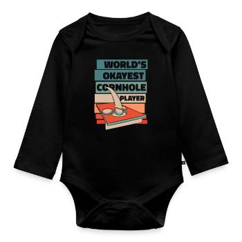 World’s Okayest Cornhole Player Plateaux de jeu - Body Bébé bio manches longues - noir - Devant