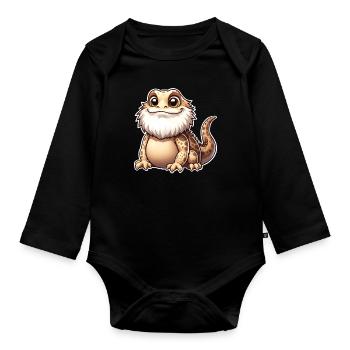 Bearded dragons - Organic Longsleeve Baby Bodysuit - black - Front