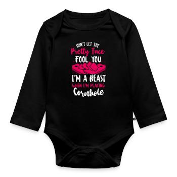 Cornhole Team Bean Bag Player - Organic Longsleeve Baby Bodysuit - black - Front