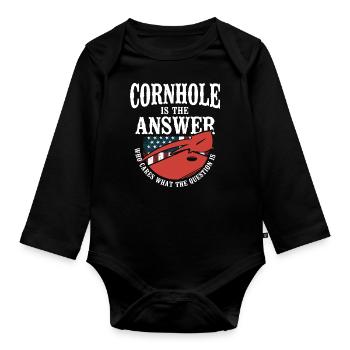 Cornhole Team Bean Bag Player - Organic Longsleeve Baby Bodysuit - black - Front