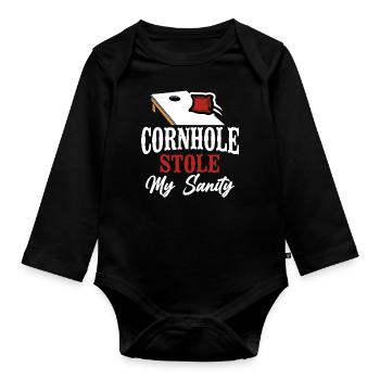 Cornhole Team Bean Bag Player - Baby Bio-Langarm-Body - Schwarz - Vorne