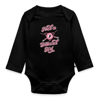 Billard, juste une fille de billard - Body Bébé bio manches longues - noir - Devant