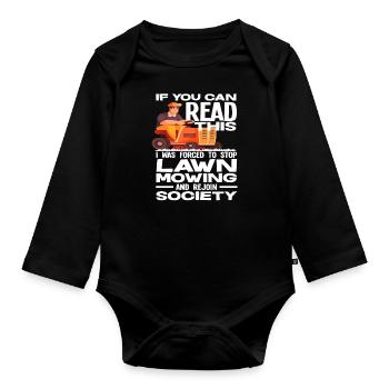 Landschaftsgärtner Lustiger Rasen Spruch - Baby Bio-Langarm-Body - Schwarz - Vorne
