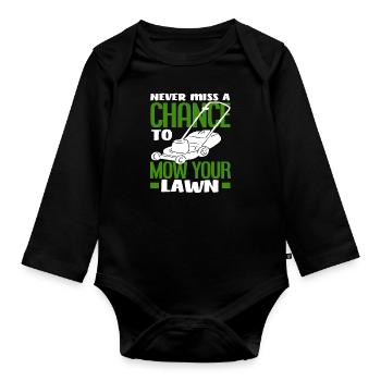 Landschaftsgärtner Rasen Mähen Spruch - Baby Bio-Langarm-Body - Schwarz - Vorne