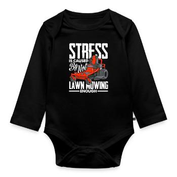 Landschaftsgärtner Stress Rasen Mähen - Baby Bio-Langarm-Body - Schwarz - Vorne