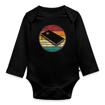 Cornhole Team Bean Bag Player - Baby Bio-Langarm-Body - Schwarz - Vorne