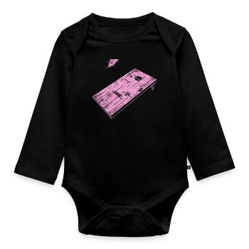 Cornhole Team Bean Bag Player - Baby Bio-Langarm-Body - Schwarz - Vorne