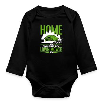 Landschaftsgärtner Heimat Rasenmäher - Baby Bio-Langarm-Body - Schwarz - Vorne