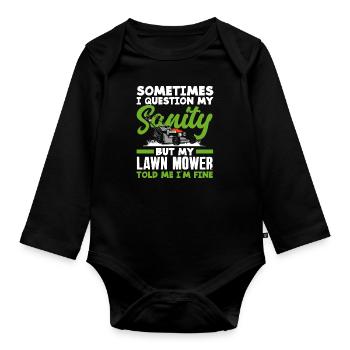 Landschaftsgärtner Vernunft Rasenmäher - Baby Bio-Langarm-Body - Schwarz - Vorne