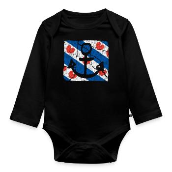 Friesland Anchor - Organic Longsleeve Baby Bodysuit - black - Front
