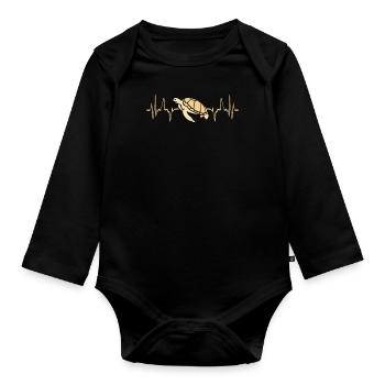 Tortue Tortue Mer Cadeau - Body Bébé bio manches longues - noir - Devant