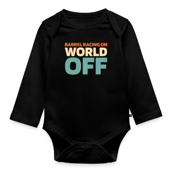 Fassrennen Westernreiten Barrel Racing - Baby Bio-Langarm-Body - Schwarz - Vorne