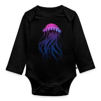 Brille avec le courant, Méduse avec des tentacules, Dire - Body Bébé bio manches longues - noir - Devant