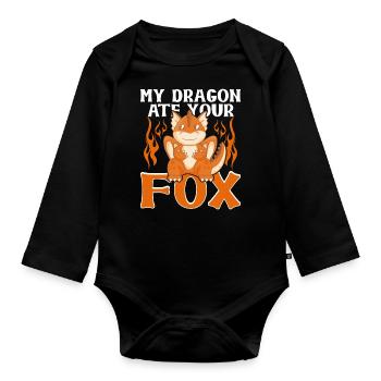 Mon dragon t’a mangé renard - Body Bébé bio manches longues - noir - Devant